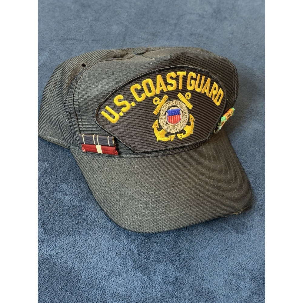 Vtg US Coast Guard Mens Adjustable Snapback Hat Made In USA Eagle Crest Blue